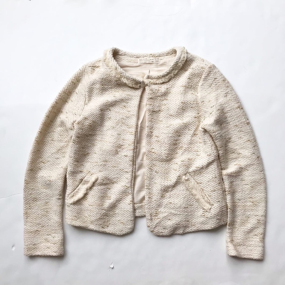 Zara lined open front light  blazer EUC 9-10Y